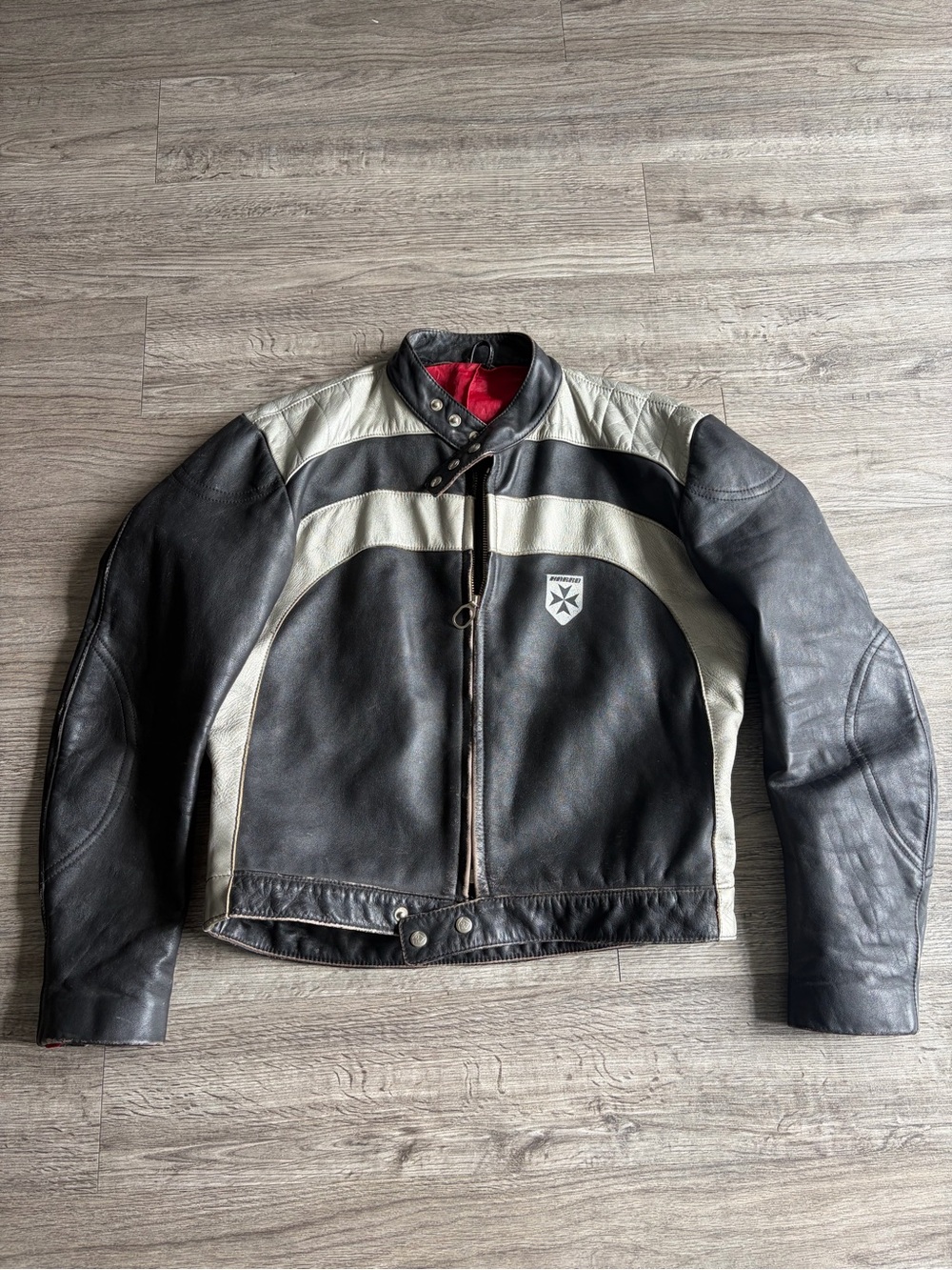 1980s cowhide leather cafe racer jacket